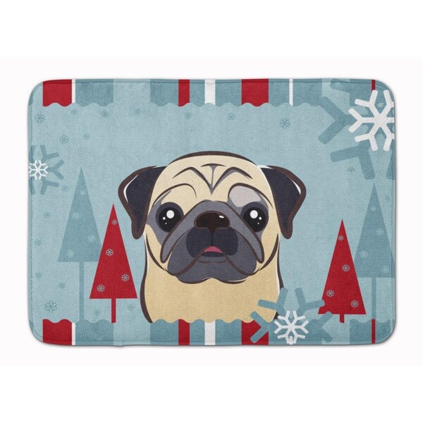 Carolines Treasures Winter Holiday Fawn Pug Machine Washable Memory Foam Mat BB1758RUG - main
